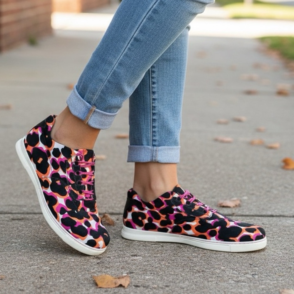 Stuart Weitzman Pink Leopard Print Neoprene Sneakers Size 40/9